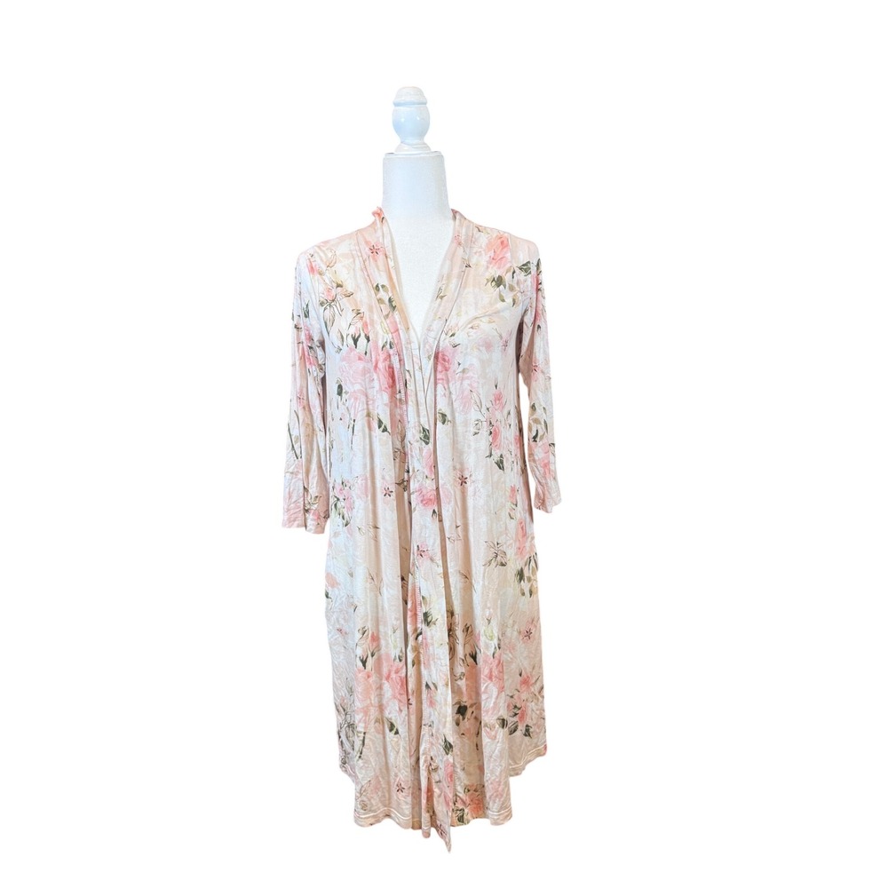 Posh Peanut Robe Pink Floral Bamboo Viscose Loungewear Small